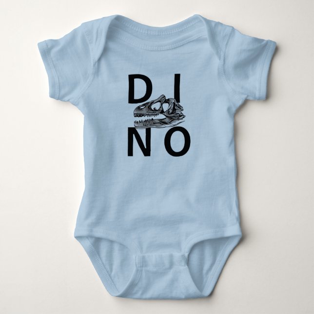 DINO - Light Blue Baby Jersey Bodysuit Strampler (Vorderseite)