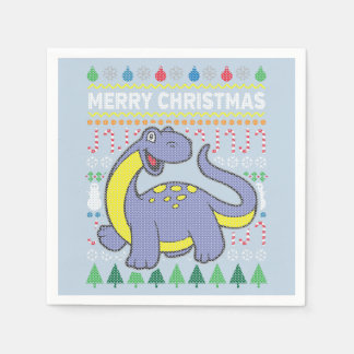 Dino Lila Ugly Christmas Sweater Wildlife Series Serviette