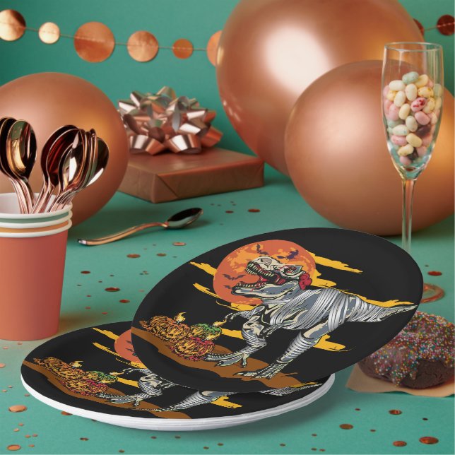 Dino-Mash: Spooky Pumpkinosaurier Pappteller (Multi)