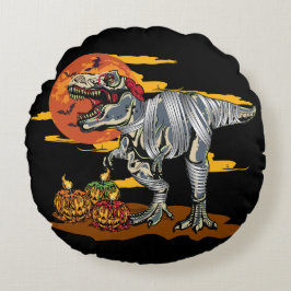 Dino-Mash: Spooky Pumpkinosaurier Rundes Kissen