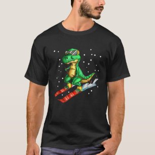 Dino mit Ski Goggles Skier Dinosaur Skifahren T-Shirt