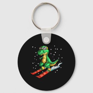 Dino mit Skibrille Skifahrer Dinosaurier T-Rex Ski Schlüsselanhänger