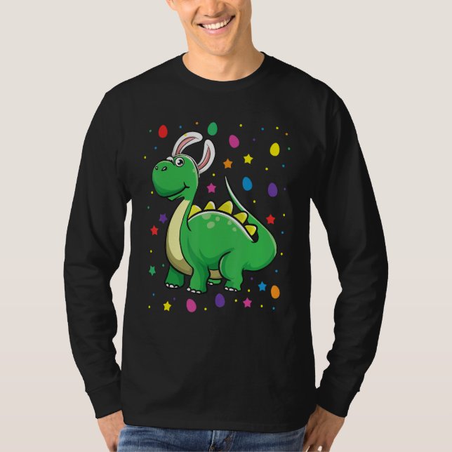 Dino mit sonnigen Ohren Funny Egg Jagen Dinosaur E T-Shirt (Vorderseite)