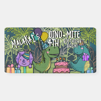 Dino-Mite Bannière du Dinosaure pour la fête d'ann