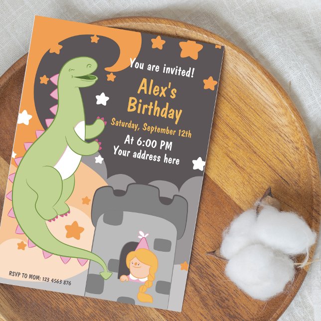Dino-mite Birthday Bash! HandGezeichnet Dinosaurie Einladung (Dino-mite Birthday Bash Hand-Drawn Dinosaur Invitation)