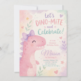 Dino-Mite Celebrate Dinosaur Invitation Editable Einladung