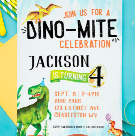 Dino-Mite Dinosaur Einladung zum Geburtstag