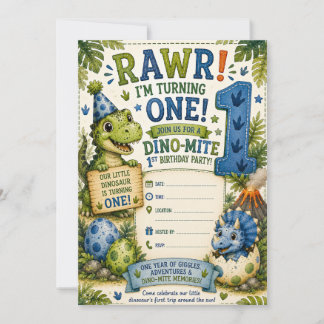 Dino-Mite Einladung zum 1. Geburtstag