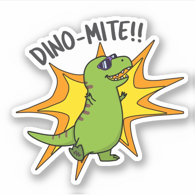 Dino-mite Funny TRex Dinosaur Pun Aufkleber (Vorderseite)