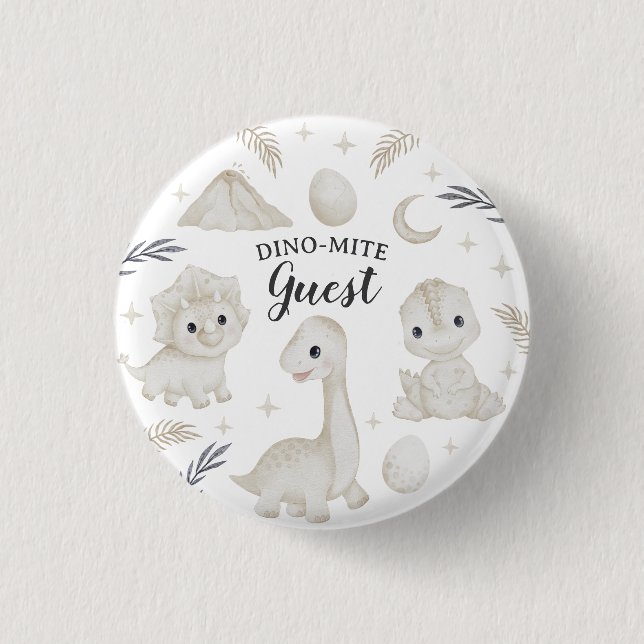 Dino-Mite Gast Dinosaurien-Geburtstagsfeier Button (Vorderseite)