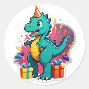 "Dino-Mite Geburtstagsfeier!" (Kinder Runder Aufkleber