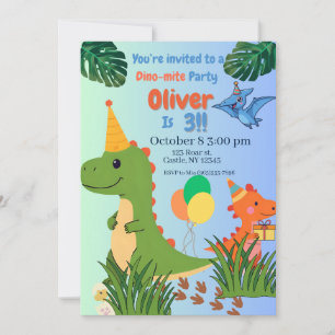 Dino-mite Geburtstagsparty - Dinosaurier Geburtsta Einladung