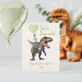 Dino-mite Green Dinosaur Valentine Foto Postkarte