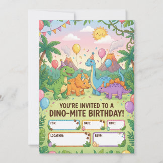 Dino-Mite Kids Birthday Party Invitation Einladung