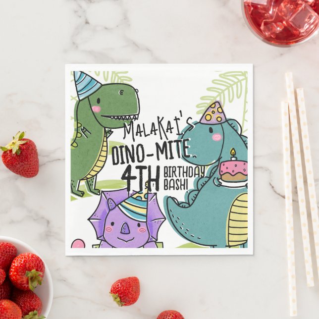 Dino-Mite Kids Geburtstagsparty Dinosaurier Serviette (Beispiel)