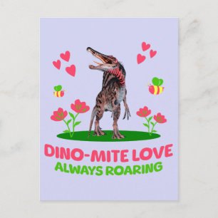 Dino-Mite-Liebe, immer roaring Funny Dinosaur Postkarte