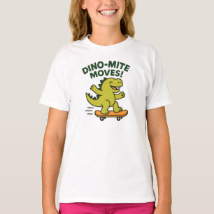 Dino-Mite Moves Grüner Skateboarding-Dino T-Shirt