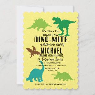 Dino-Mite Party Invites - Roaring Dinosaur Design Einladung