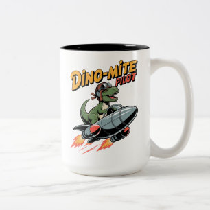 Dino-mite-Pilot Zweifarbige Tasse