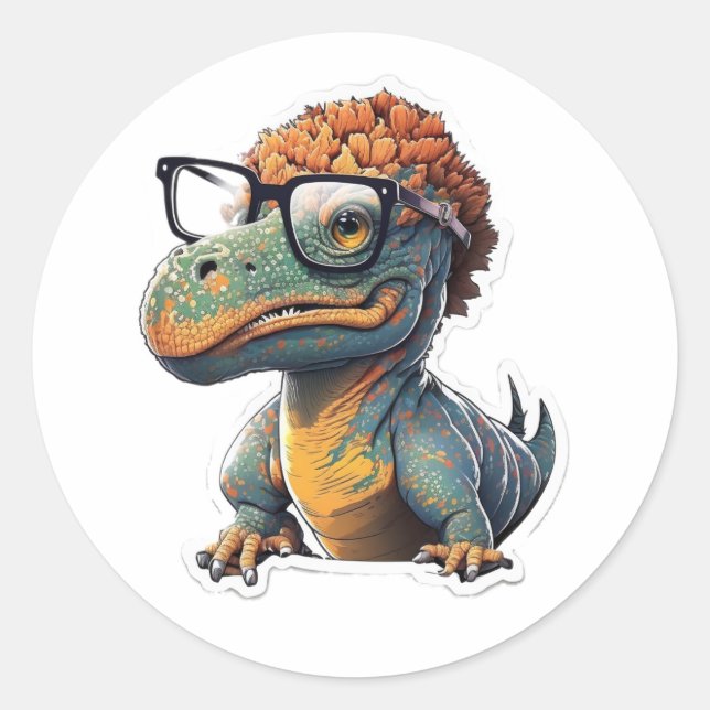 Dino-mite-Stil: Der spektakuläre Dinosaurier-Stick Runder Aufkleber (Vorderseite)