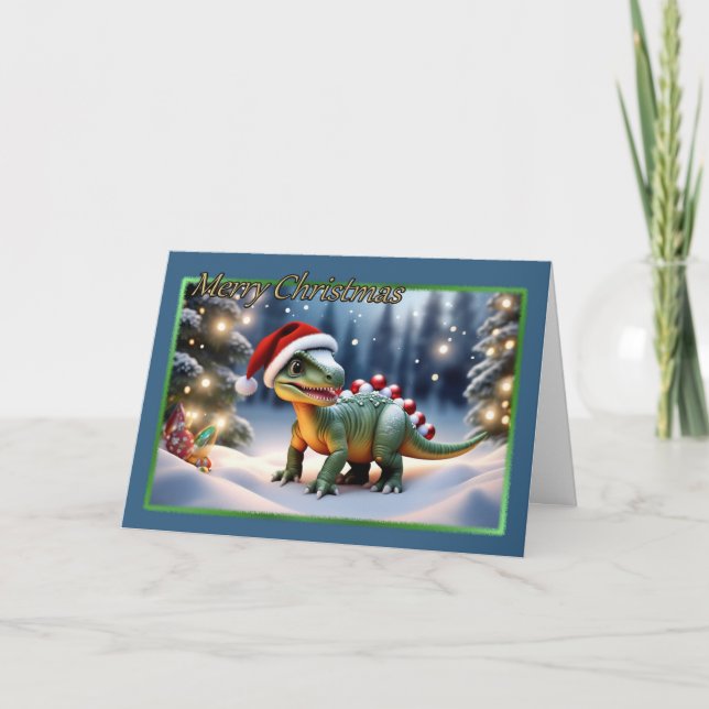 Dino-mite Weihnachtskarte Karte (Vorderseite)