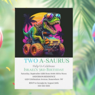 Dino Monster Camion Anniversaire Fête Invitation
