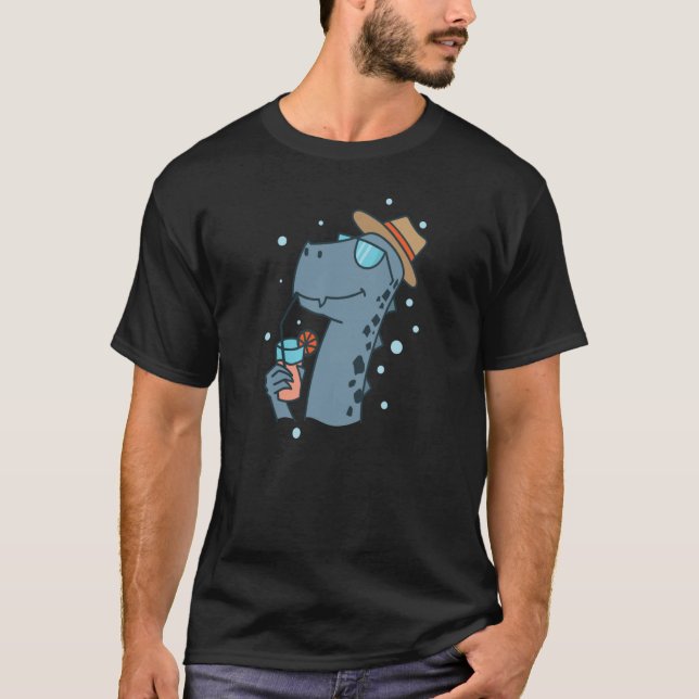 Dino on Vacation with Cocktail Dinosaur T-Shirt (Vorderseite)
