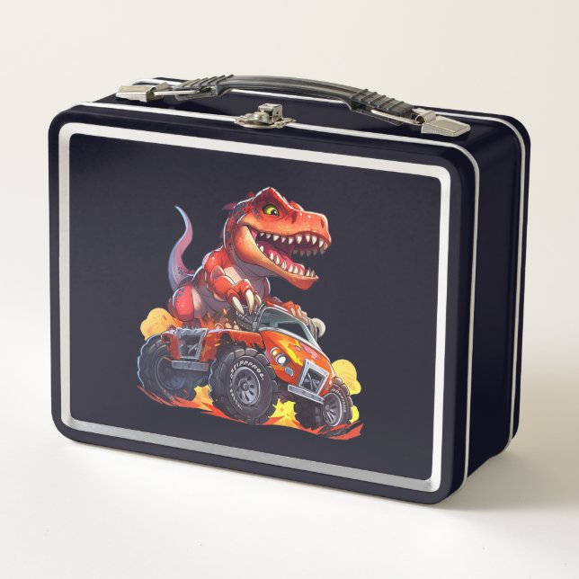 Dino on Wheels: "Back-to-School Adventure Lunch Bo Metall Brotdose (Vorderseite)