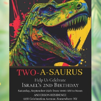 Dino Party 2. Geburtstag Einladung
