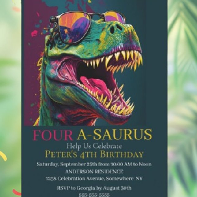 Dino Party 4e Dinosaur Invitation anniversaire (Our vibrant invitations set the stage for a fun, memorable day filled with adventure and joy. )