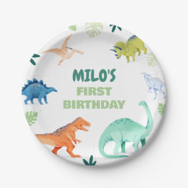 Dino Party Colorful Dinosaurier Geburtstagspapier  Pappteller