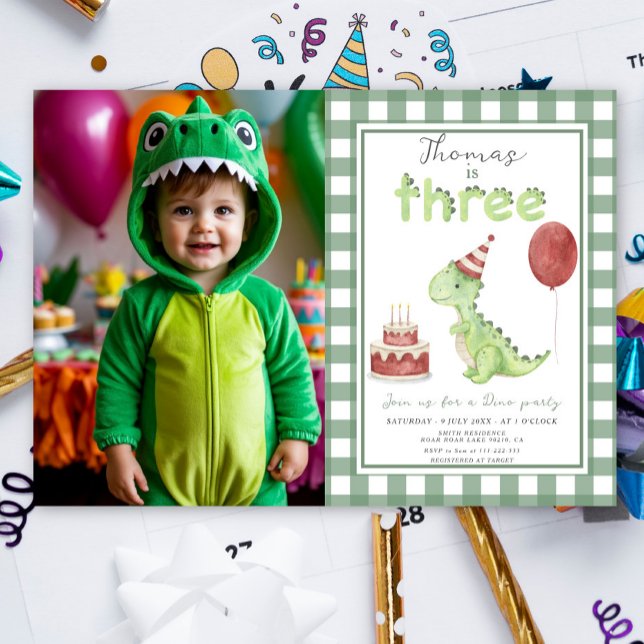 Dino Party | Cute Dinosaur Three-Rex Birthday Einladung (Von Creator hochgeladen)