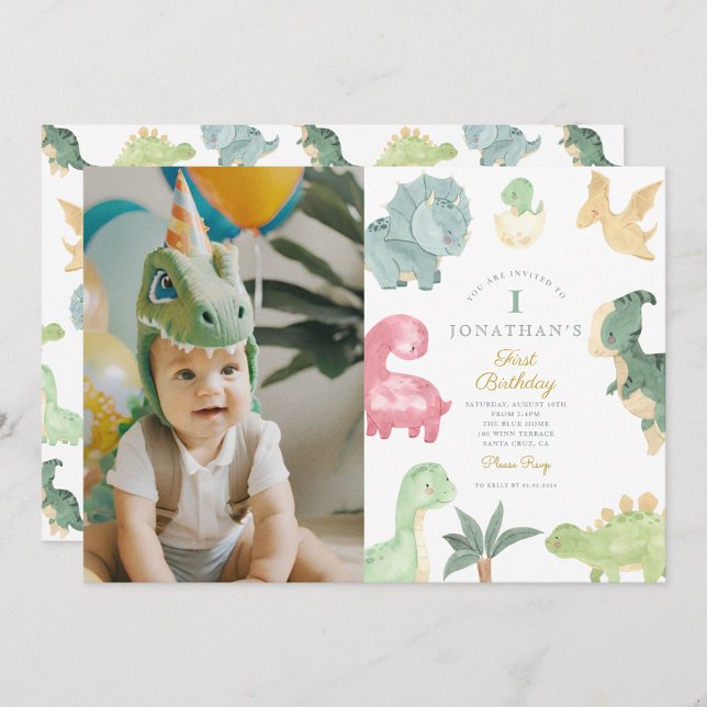 Dino Party Dino mite Foto Geburtstag Einladung (Von Creator hochgeladen)