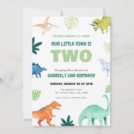 Dino Party Dinosaur Zweiter Geburtstag Einladung