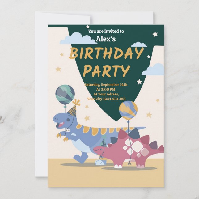 Dino-Party Einladungen: Spaß & Easy Scrip Einladung (Vorderseite)