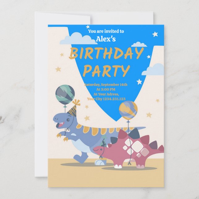 Dino-Party Einladungen: Spaß & Easy Scrip Einladung (Vorderseite)