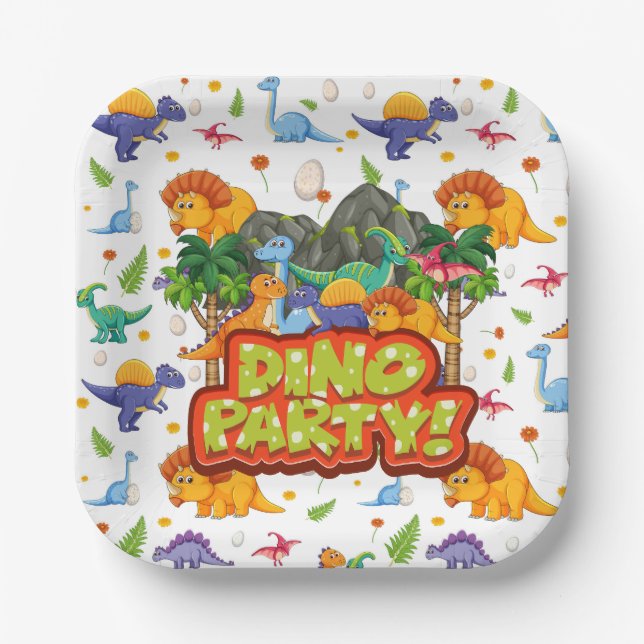 Dino Party  Pappteller (Vorderseite)