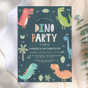 Dino-Party   Süße Dinosaurier zum ersten Geburtsta Einladung