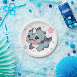 Dino Pastel Dinosaur Babydusche Pappteller