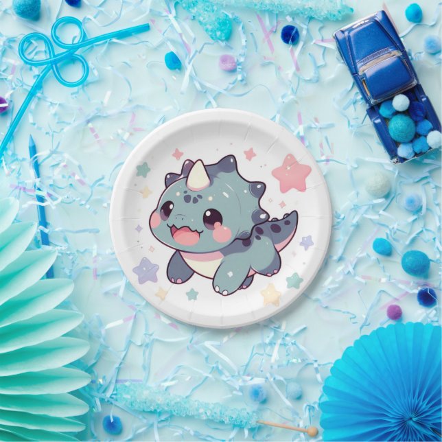 Dino Pastel Dinosaur Babydusche Pappteller (Party)