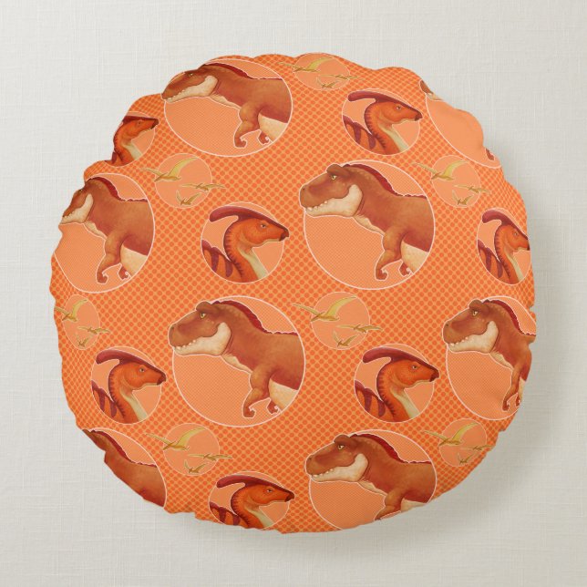 Dino Pillow Rundes Kissen (Vorderseite)