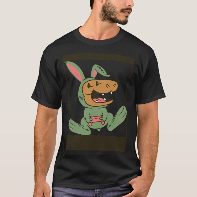 dino playing video games bunny costume T-Shirt (Vorderseite)