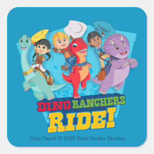 Dino Ranch Die Ranchers Ride! Quadratischer Aufkleber