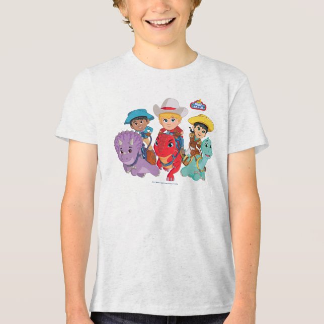 Dino Ranch Friends Design Tri-Blend Shirt (Vorderseite)
