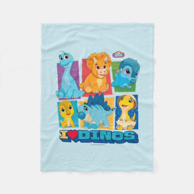 Dino Ranch | Spaß und farbenfrohe Dinosaurier Fleecedecke (Vorderseite)