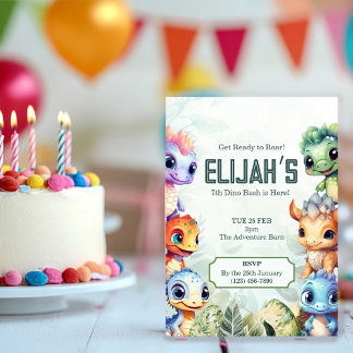 Dino Roar 7. Geburtstag Bash Einladung