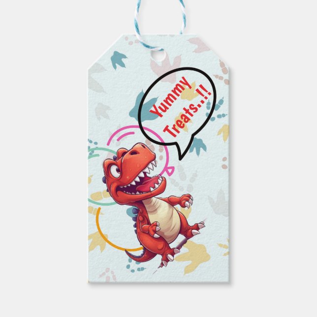 Dino Roar Birthday Party Gefallen Geschenkanhänger (Vorderseite)