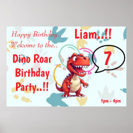 Dino Roar Birthday Party Poster