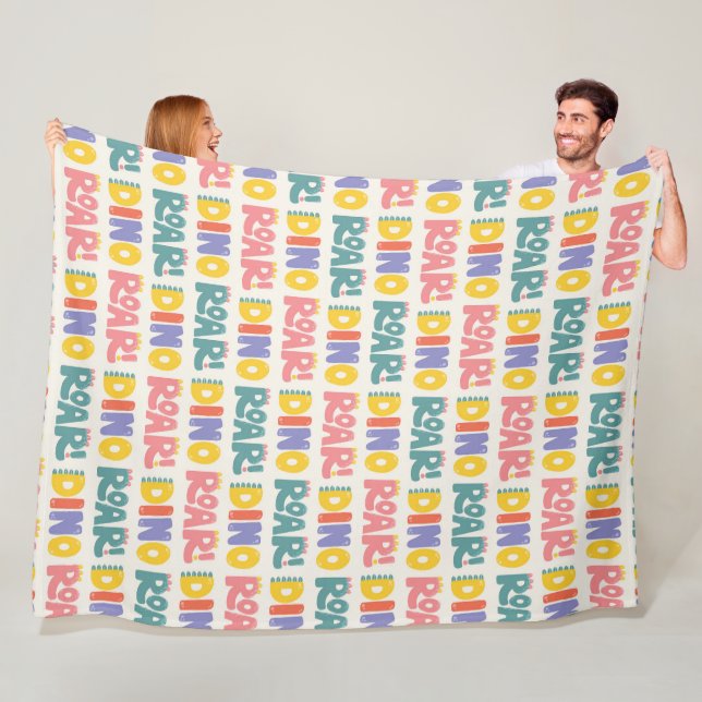 Dino Roar Text Pattern Fleecedecke (Beispiel)