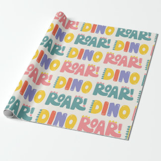 Dino Roar Text Pattern Geschenkpapier
